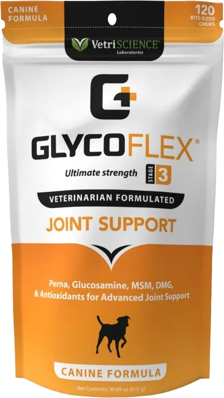 VETRISCIENCE Glycoflex Stage 3 Clinically Proven Hip and Joint Supplement for Dogs, 120 Chews
