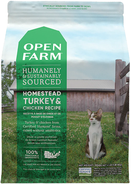OpenFarm Grain Free Homestead Turkey &Chicken Recipe Dry Cat Food 4lbs