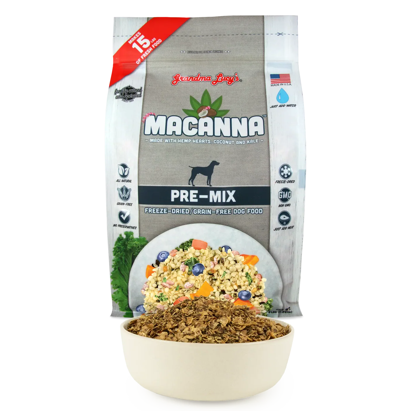 Grandma Lucy Macanna Pre-Mix Freeze-Dried Grain Free Dog Food 冷凍無穀物素食雜菜狗糧 3lb